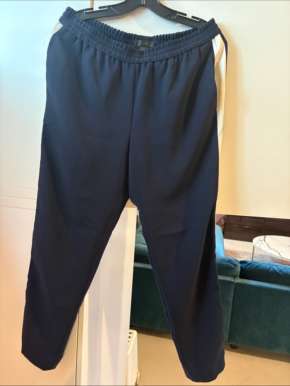 J. Crew Navy Jogger Style trousers with White Side Stripe